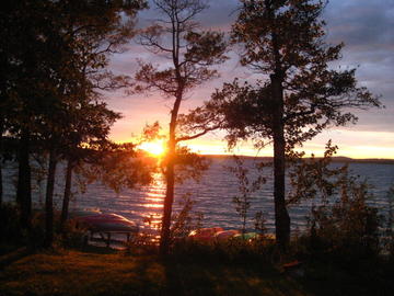 Sunset over the water at Sylvan Lake