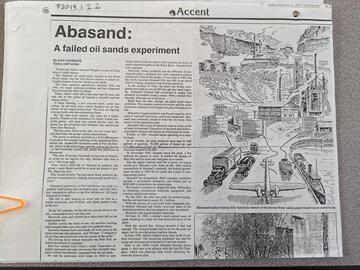 Old newspaper clippings about the history of the Abasand Oil Plant