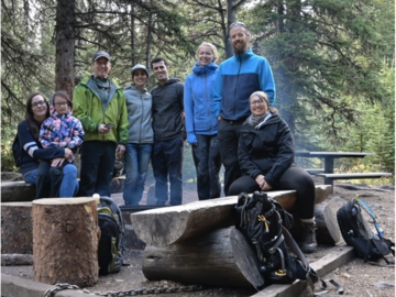 Group picture in a forest