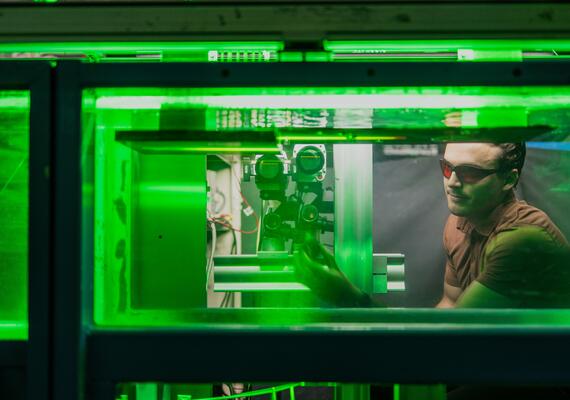 Laser in water channel