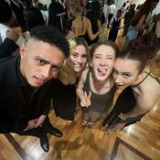 Selfie of a group posing in a formal clothes