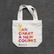 Tote bad with colourful graphics