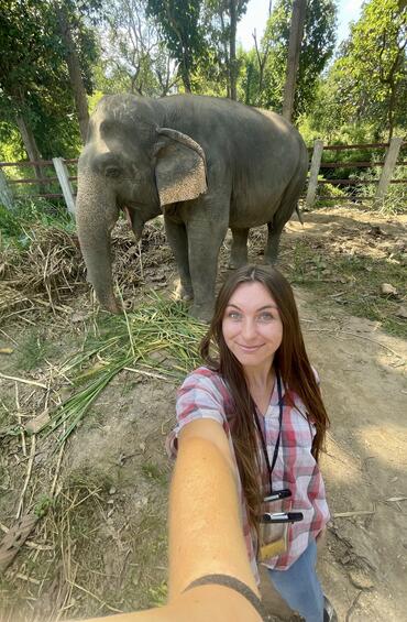 Selfie in front of an elephant