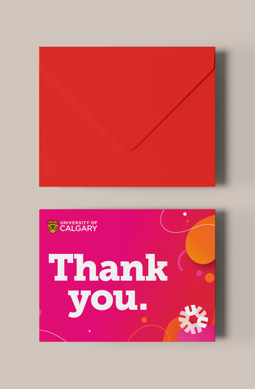 Colourful thank you card and red envelope