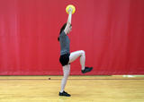 Walking lunges with arm and knee lifts (forward and backward)
