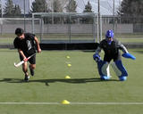 Athletes performing shuttle runs