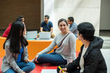 Three students having a discussion