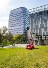 student on campus