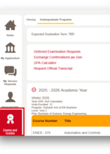 A view of the online Student Centre (my.ucalgary.ca)