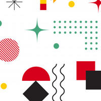 Squiggles and shapes on a white background in various colours.