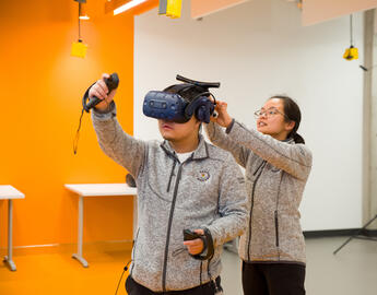 student in VR lab