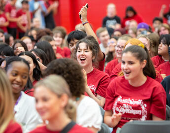 students at a pep rally