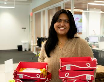 Rica Bandigas holding Tactile Toolkits 