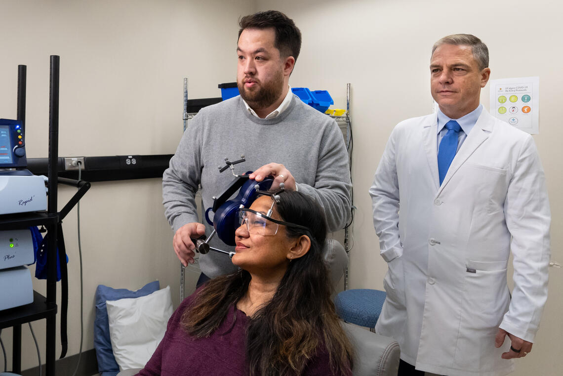 Two doctors performing a test